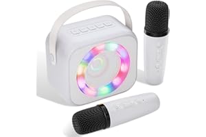 MICQUTR Macchina per karaoke, impianto karaoke con 2 microfoni per bambini e adulti, giocattolo per karaoke, regalo per ragazze e ragazzi, casa e feste