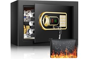 Sanfnz 22L Tresor, mit feuerfester wasserdichter Geldbörse, kleiner, mit abnehmbarer Ablage und externem Batteriefach, Wandtresor, Möbeltresor für Munition, Waffen, Bargeld, Schmuck,