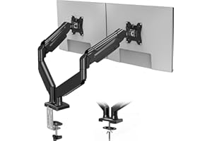 BONTEC Support Ecran PC 2 Ecran Articulé à Ressort à Gaz, Bras Écran PC Double Compatible Moniteurs 13-32 Pouces, Capacité 3-9kg, Rotation 360°, Inclinaison ±90°, Pivotan±90°, VESA 75/100mm