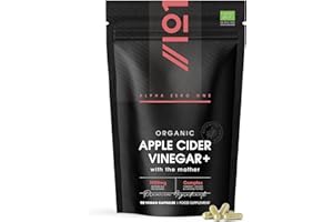 Bio Apfelessig 1920mg – 90 Kapseln – mit Kurkuma, Ingwer & Cayennepfeffer – Roh, Ungefiltert mit der „Mutter“ – 60 Tage Vorrat von Alpha01