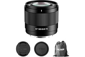 ‎VILTROX VILTROX Mikropojedynczy obiektyw do kamery 50 mm f/2.0 F2.0 E z pełną ramką z automatycznym ustawianiem ostrości, kompatybilny z Sony E-Mount Sony A7 a7R/S/C a7III a7RII / SII a7II a7RII / SII A7RII