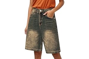 KBOPLEMQ Y2K Vintage Baggy Jean Shorts Donna Bermuda Pantaloni corti Lavati Gamba Capri Pantaloni Casual Barrel Jeans Denim Shorts Oversize Jorts Y2K Casual Denim Pantaloncini estivi