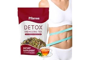 PFLAROSA Detox Tee zum Abnehmen – 28-Tage Natürliche Abnehmtee-Kur mit Grüntee & Löwenzahn – Unterstützt Gewichtsverlust, Entgiftung & Verdauung – Veganer Kräutertee mit Pfirsichgeschmack