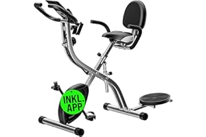 ‎SPORTANA Sportana Heimtrainer Eagle Faltbar 10 Stufen 7 Sitzhöhen LCD Display Trainings APP 2 Fitnessbänder 4in1 Fitnessfahrrad Fahrradtrainer Fitnessbike