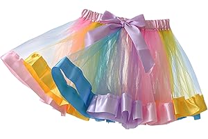 Yealoo Jupe Tutu en Tulle Fille Robe de Danse Classique Ballet Pettiskirt Arc en Ciel Tutu Couches Princesse Costume Petticoat Tutu Elastique