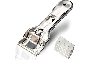 MOANATURA Rasqueta Profesional Vitrocerámica. Rascador Vitrocerámica de Acero Inoxidable. Rascador Placa Vitrocerámica con Cuchillas de Repuesto, para Limpiar Cocina Vitro. Raspador Limpiador de Cristales.