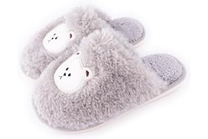 R-ISLAND Zapatillas de estar por casa,Zapatillas de invierno para mujer,con dibujo oso bonito, Comodo y Ligero,Mantener calientes y Anti-Frio..