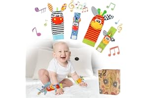 Surplex Baby Rattle, Neonato Giocattoli Sonagli di Peluches, Rilevatore di Polsi, Calze, Sviluppo Educativo Developmental Toys, Simpatici Animaletti Set, per 1-12 Mesi Bambini