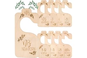 LHYBTM 8 Pièces Séparateurs de Placard pour Bébé en Bois Diviseurs de Garde-Robe Bébé, du Nouveau-Né à 24 Mois, Organiser Les Vêtements par âge Unisexe Diviseurs de Taille Vêtements Décors de Crèche