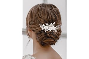 Vakkery Pettinino per capelli da sposa con fiori argentati e cristalli, accessorio per capelli per donne e ragazze