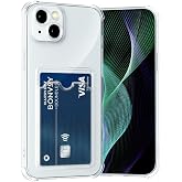 KZY CONTACT Apple iPhone 15 Cover Camera Protected Card Holder Transparent Silicone Case with Shock Absorbing Feature