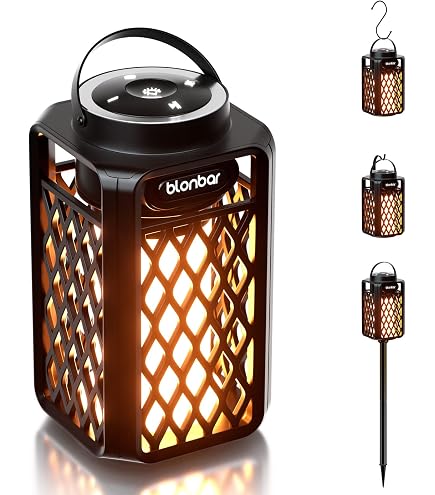Pour Jardin Terrasse Enceinte Extérieur ANERIMST - Effet Flamme Vacillante - Étanche - Perche Et Crochet - Pour Jardin/Fête Enceinte Bluetooth Terrasse
