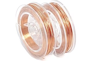 Alethron Kupferdraht, 0.5mm x 10m Kupferlackdraht, 2 Rollen Kupferdraht Isoliert Lackdraht für Schmuck DIY Schweißen Elektromotor Experiment