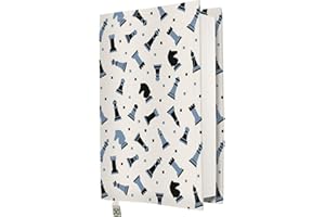 KAPAX Funda para libro, funda de tela lavable e impermeable para libros de tapa dura, protector de libro acolchado, modelo Chess, talla M