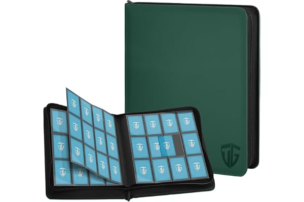 TCGUARD Album de Cartes à Collectionner 12 Compartiments, Pour 720 Cartes, Poches de Chargement Latérales Sécurisées, Classeur pour Cartes de Collection Compatible avec YuGiOh, MLB, MTG, Vert Foncé