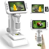 Charmofun Kids Microscope, Portable Kids Microscope with 64G Memory Card, Children's Digital Microscopes with 4" LCD Screen,