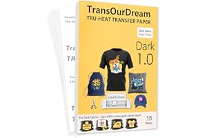 TransOurDream Tru-Transfer Paper - Inkjet Heat Transfer Paper Iron On Transfer Paper for Dark T Shirts &Fabrics NO Peeling NO Cracking NO Fading,Custom Aprons,Hats,A Pack of 15 Sheets A4 (TRANS-07-15)