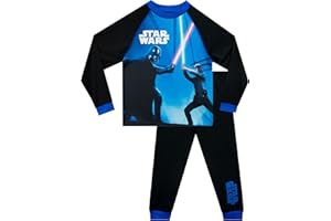 Star Wars Pyjama | Pyjama à Manches Longues Luke Skywalker Contre Darth Vader pour Enfants| Bleu | Âges de 3 à 13 Ans | Produit Officiel