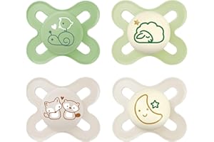 MAM Original Start Day & Night Dummy, 0-2 Months, Baby Dummy for Newborns, 94% Acceptance, Breastfeeding Friendly, Recommended by 100% of Midwives, SkinSoft Silicone, Plain, Pack of 4