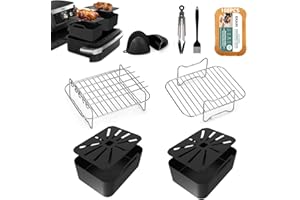 EKAKI Air Fryer Accessories, 8 Pcs Dual Air Fryer Accessories for Ninja Foodi FlexDrawer Air Fryer AF500UK 7-in-1 2023 Released 10.4L, Ninja AF500UK Liners & Racks & Tools, Black