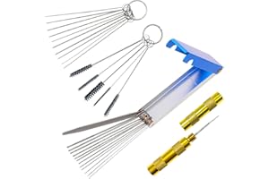 WANDERGO Carb Carburetor Cleaner, Aluminum Box (Containing 13 Needles), 1 Scraper,5pcs Nylon Brush, 10pcs Steel Needle, Cleaning Tool for Motorcycle And Car Engines