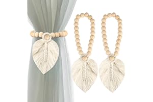XIEJ 2 Stück Raffhalter für Vorhänge, Boho Vorhang Raffhalter, Boho Makramee Blätter Gardinen Raffhalter, Dekorative Vorhang Raffhalter für Schlafzimmer Büro Gardinen Deko