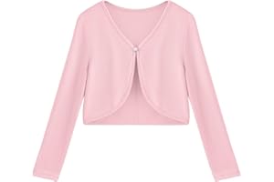 Arshiner Girls Open Front Shrug Cardigan Kids Children Knit Long Sleeve Bolero with Button Closure