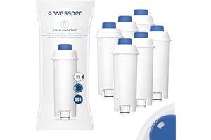 Wessper Filtro Acqua Macchina da Caffè, Ricambio Filtro per Macchina da Caffè DeLonghi DLSC002, SER3017, ECAN, ESCAM, ETAM, SECAM, Serie S, Cartuccia Filtro Acqua Data - 6 Pezzi