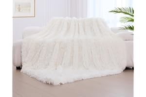 KANKAEU Coperta Pelosa Morbida 200x220cm, Plaid Pelliccia Super Morbida, Coperta Pile Matrimoniale per Divano e Letti, Plaid Divano di Alta Qualità, Copriletti, Colore Crema