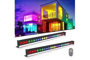 RTKTOUP Wallwasher Barra de luz, 24x3W RGBW LEDs Luz de Escenario Arandela de Pared tira dmx512 Control DJ Iluminación de Escenario para Interior Discoteca Fiesta Iglesia Cumpleaños Bar Boda(2 PCS)