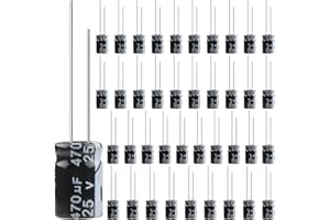 LongZYU 40 Stück Kondensator 470µf 25V Elektrolytkondensatoren Aluminium-Elektrolytkondensator Electrolytic Capacitors Elkos Kondensator 105°C Kondensatoren 470µf mit Aufbewahrungsbox, 8x12MM