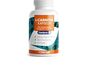 ‎PROFUEL L-Carnitin hochdosiert 2250 mg - 150 Carnipure® L-Carnitin Kapseln mit Carnitin-Tartrat - Premium-Rohstoff Carnipure® von Lonza - laborgeprüft mit Zertifikat - 100% vegan