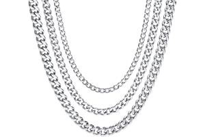 Gamtic Collana Uomo Acciaio Catena Argento Collane Catenina Cubano Acciaio Inossidabile con 3mm/5mm/7mm Larghezza e 45cm/50cm Lunghezza per Donna Adolescente Ragazzi