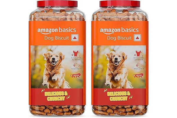 Amazon Basics Dog Biscuits for All Breeds 1 kg (Pack of 2) for All Life Stages