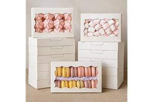 LYSHOOCE 20 Piezas Cajas de Galletas Carton con Ventana - 18 x 11 x 4 cm - Ecológicas, Reciclables - para Pastelería, Panadería, Dulces, Bombones y Detalles Regalo (Blanco)