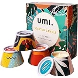 Amazon Brand - Umi Scented Candles Set of 4, 100% Natural Soy Wax Candle Gift Set, Single 30-35 Hours Burning Time, Relax and