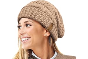 TOSKATOK Gorro de Invierno de Punto Holgado cálido para Mujer con Gorro de esquí con Forro térmico de Terciopelo Supersuave