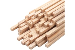COOWAYZE 50PCS 6 x 300mm Square Wooden Dowel Rods, Small Wood Square Dowel Rods Unfinished Wood Craft Sticks Hardwood Sticks Wooden Strips for Arts and DIYers, DIY Projects Home Decor Woodworking