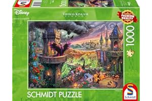 Schmidt Spiele- Thomas Kinkade Maleficent 58029, Disney, Maléfique, 1000 Teile Puzzle, Noir Blanc 1877, Taille Unique