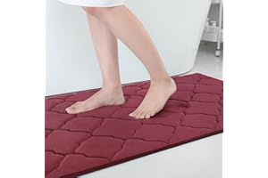 Homaxy Tapis de Bain Antiderapant,Tapis Salle de Bain en Mousse à Mémoire Douce, Absorbant,Lavable en Machine - 60 x 90 cm, Bordeaux