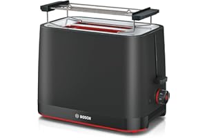 ‎BOSCH HAUSGERÄTE Bosch Kompakt Toaster MyMoment TAT3M123, entnehmbarer klappbarer Brötchenaufsatz, mit Auftaufunktion, Abschaltautomatik, Liftfunktion, Brotzentrierung, ideal für 2 Scheiben, 800 Watt, Schwarz matt