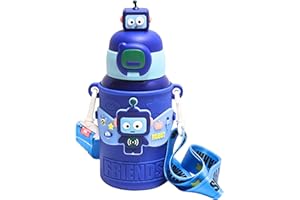 CODiLLO Borraccia Bambini 450 ML, Senza BPA, Con Cannuccia, A Prova di Perdita, Acciaio Inox, Termica, Regalo (Blu)