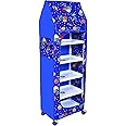 Jaffix Almirah for Clothes,Plastic Wardrobe for Clothes Multipurpose Collapsible Wardrobe for Kids Clothes/Toy/Book, Baby Cupboard for Clothes Storage in Bedroom Nursery,Cartoon with Wheels (Blue)