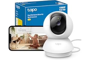 Tapo TC70 Pan/Tilt Indoor Camera House Security Camera, Dog Camera, No Monthly Fee, AI Detection, WiFi Camera, Baby Camera Monitor, 1080p Full HD, 360° View, Night Vision, Works with Alexa & Google