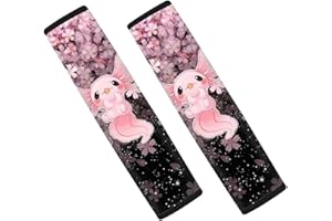 Showudesigns Flower Axolotl Car Safety Seatbelt Strap Cover, Soft Seat Belt Covers for Adults, Shoulder Belt Pad Protect You Neck And Shoulder From The Seatbelt Rubbing Pink Cherry Blossom