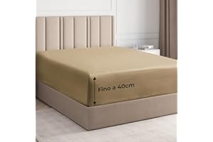 CGK UNLIMITED Lenzuolo con angoli 160x200cm - Extra profondo per materassi fino a 40cm (16") di altezza - Morbida microfibra spazzolata - Antipiega, resistente al restringimento e colori - OEKO-TEX - Beige