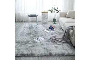 Aujelly Soft Area Rug Schlafzimmer Shaggy Teppich Zottige Teppiche Flauschige Bunte Batik-Teppiche Carpet Neu Hellgrau 150 x 240 cm