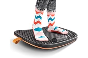 FEZIBO Alfombrilla de equilibrio para escritorio de pie, antifatiga, para oficina de pie, tabla oscilante con diseño ergonómico (grande, negro obsidiana)