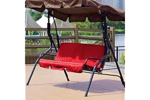 Omabeta Columpio al Aire Libre Silla de 3 Asientos Cojín Impermeable Reemplazo Funda de Asiento de Columpio Cubierta de protección para Silla de Columpio para Patio Exterior para Patio, jardín(Rojo)