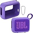 co2CREA Silicone case for JBL Go 4 Waterproof Portable Bluetooth Speaker, Portable Ultra-light Protective Sleeve with Carabiner (Not Included speaker)